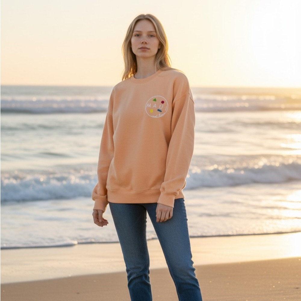 Zara Maui & Sons Peach Graphic Crewneck Sweatshirt Cookie Logo Retro SZ 9-10
